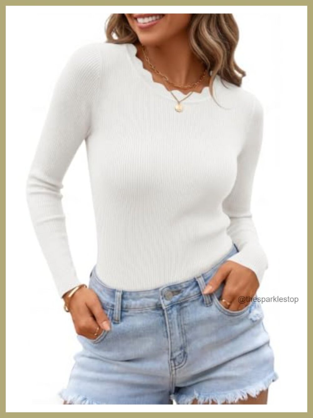 Ribbed Knit Long Sleeve Slim Fit Crew Neck Sweater Top